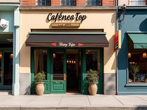 Außenansicht des Cafenea Top von der Lindenstraße bei Tageslicht