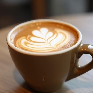 Künstlerische Latte Art in einer Keramiktasse
